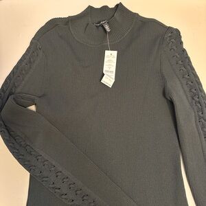 White House Black Market Ribbed Knit Sweater in Gray